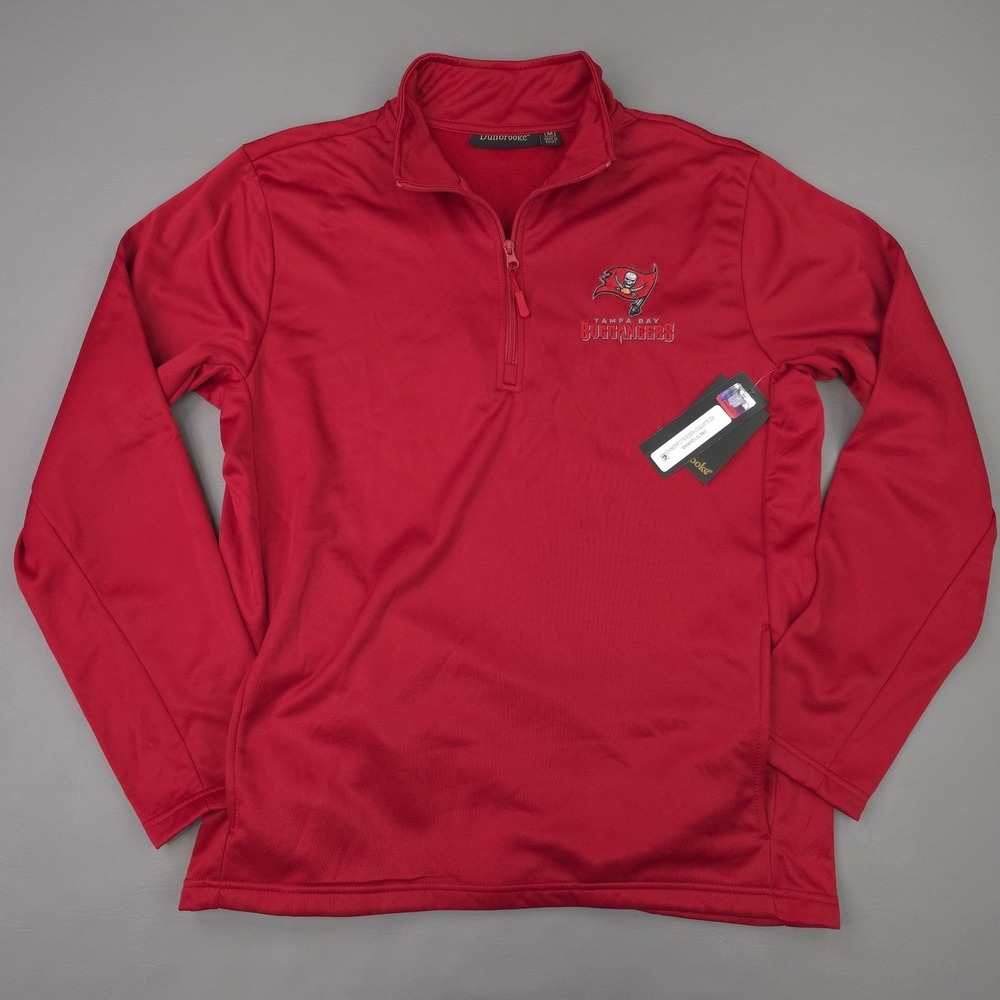 Tampa Bay Buccaneers Jacket Mens Medium Red NFL Football Dunbrooke 1/4 Zip